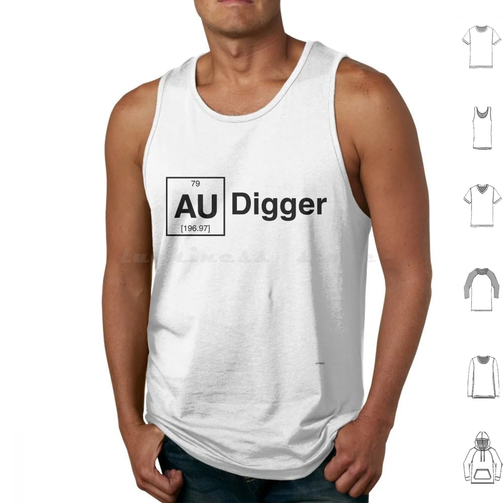 Camisetas sin mangas Au Digger, chaleco sin mangas, color dorado, Au Science Digger, científico, divertido, geek, tableta periódica