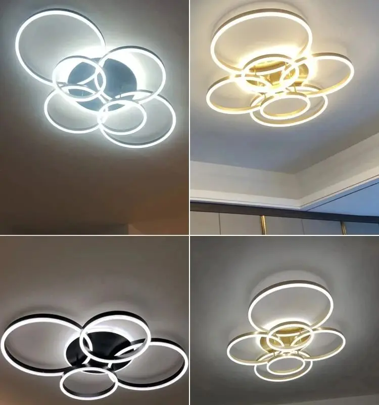 Lampu Gantung Modern LED untuk Interior Ruangan, Lampu Gantung Plafon untuk Ruang Tamu, Ruang Belajar, Kamar Tidur, Cincin Bundar Nordik, Dekorasi Rumah