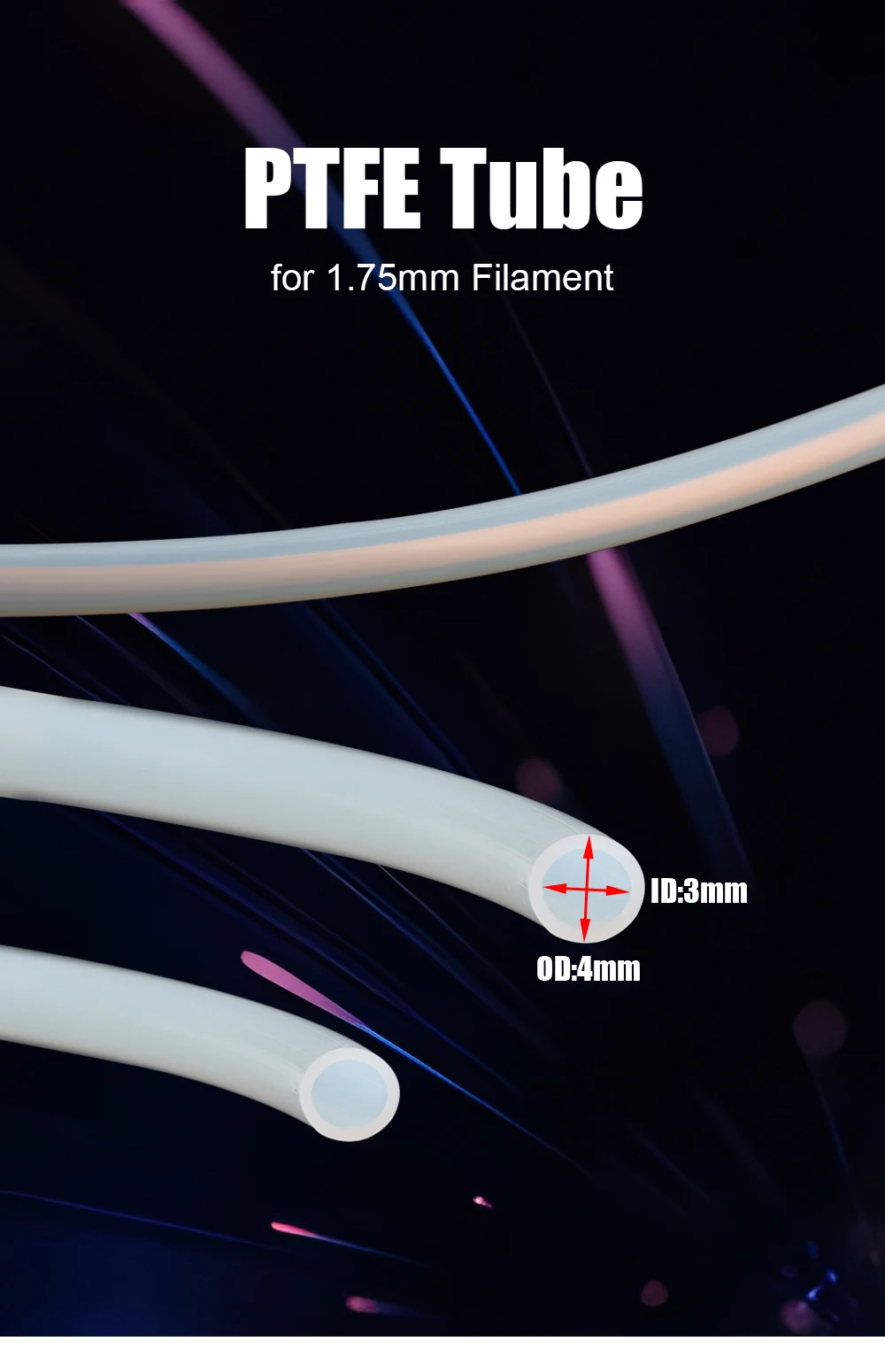 Trianglelab 3x4mm PTFE-Schlauch 3mm x 4mm ID3mm OD4mm Glatter PTFE-Ersatzschlauch für Rabbit MMU 1,75mm Filament HOTEND Extruder – Detail 1