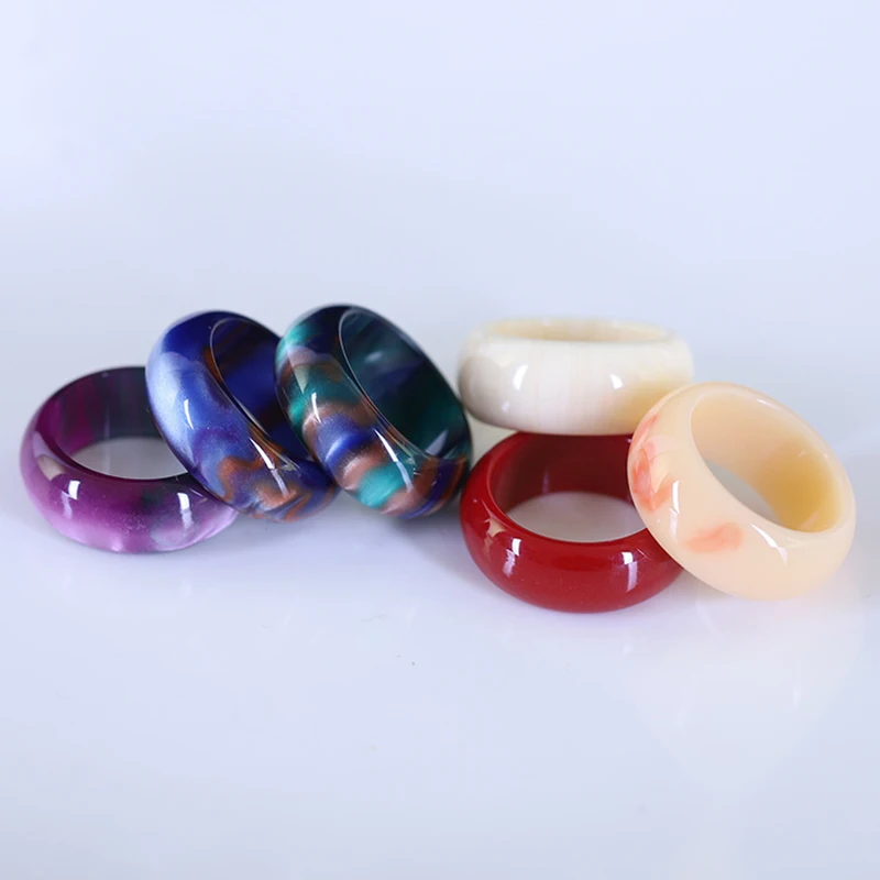 Personality Color Gradient Round Rings For Women Men Geometric Acrylic Korean Style Ring Fashion Jewelry 17-20mm Ring