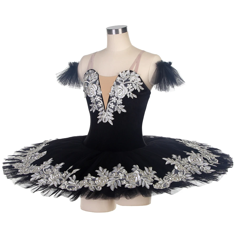 Bll110 corpete de veludo preto pré-profissional balé tutu meninas e mulheres competição ou desempenho trajes de dança panqueca tutu