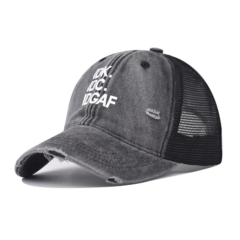 

Washed Vintage Letter Baseball Cap For Men And Women Breathable Mesh Denim Cap Simple Sunshade Trucker Hat