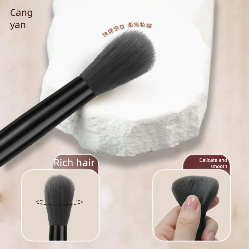 Cangyan Mini 10-piece Bamboo Charcoal Brush Set, Portable Short-handle Eyeshadow, Contouring, And Dotting Brushes, Travel Makeup