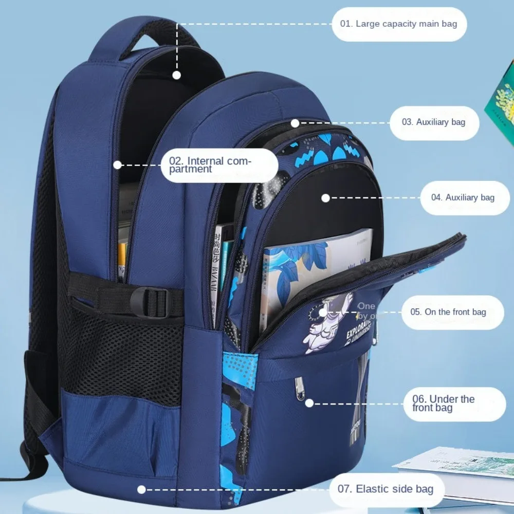 Zaino per bambini di grande capacità zaino impermeabile con stampa Spaceman Bagpack Design riflettente borse per libri primari ortopedici