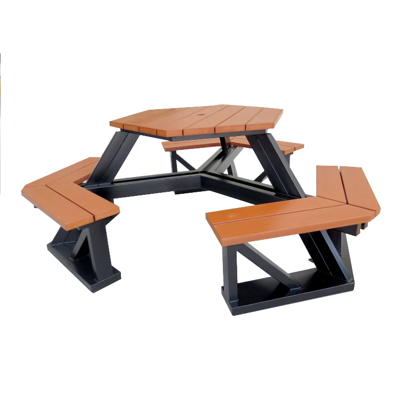 

For Outdoor Garden Patio Furniture Set Waterproof Dining Plastic Wooden Bench and Table Set
