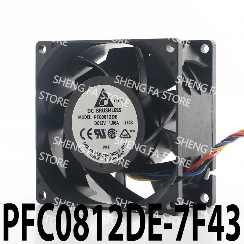 4-wire High air Volume Pressurized Ball Bearing Delta 24V 48V DC 12V 1.86A AC EC 8038 80X80X38MM 8CM PFC0812DE-7F43 Cooling Fan
