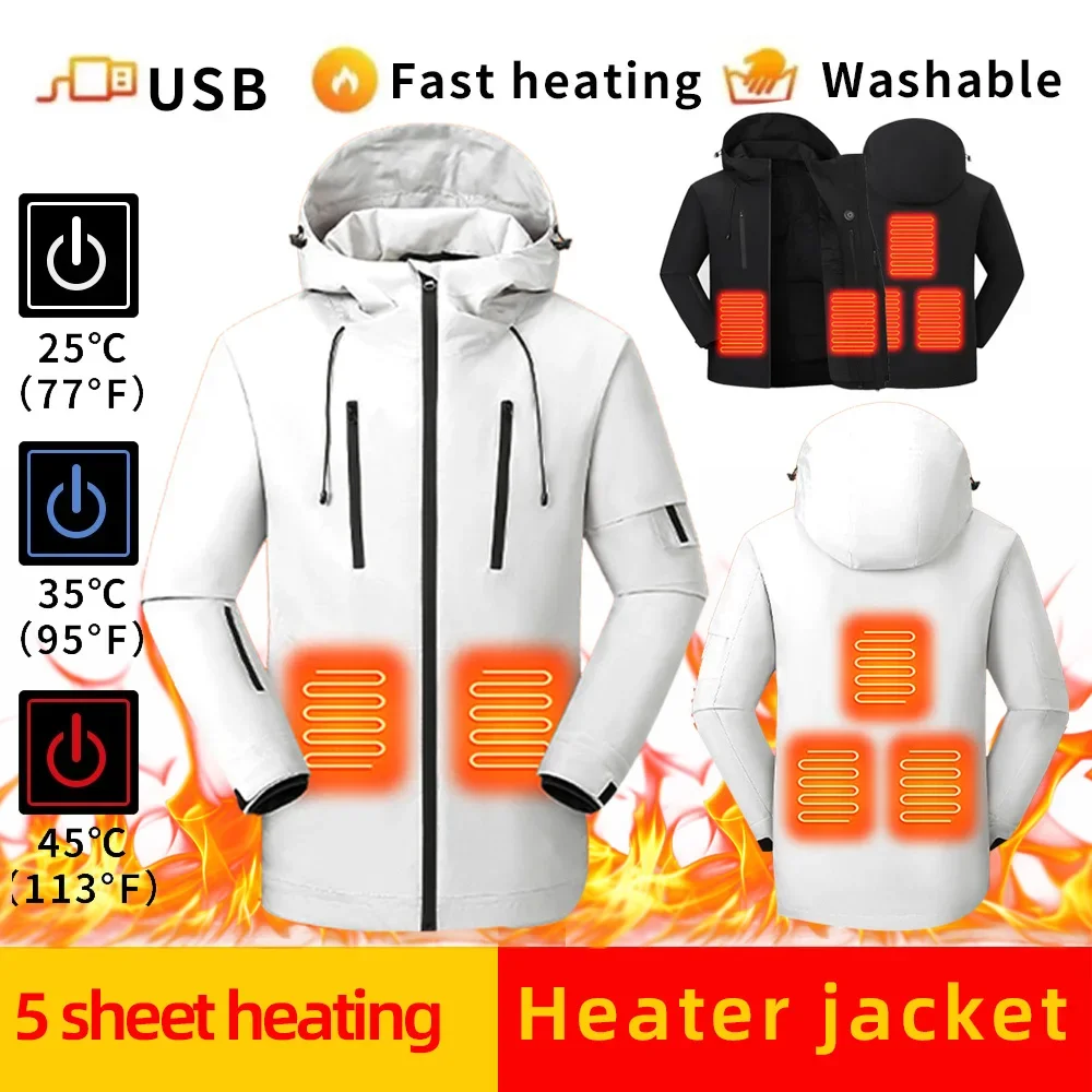 New outdoor sports heating jacket, rechargeable heating and velvet winter constant temperature windproof electric heating jacket