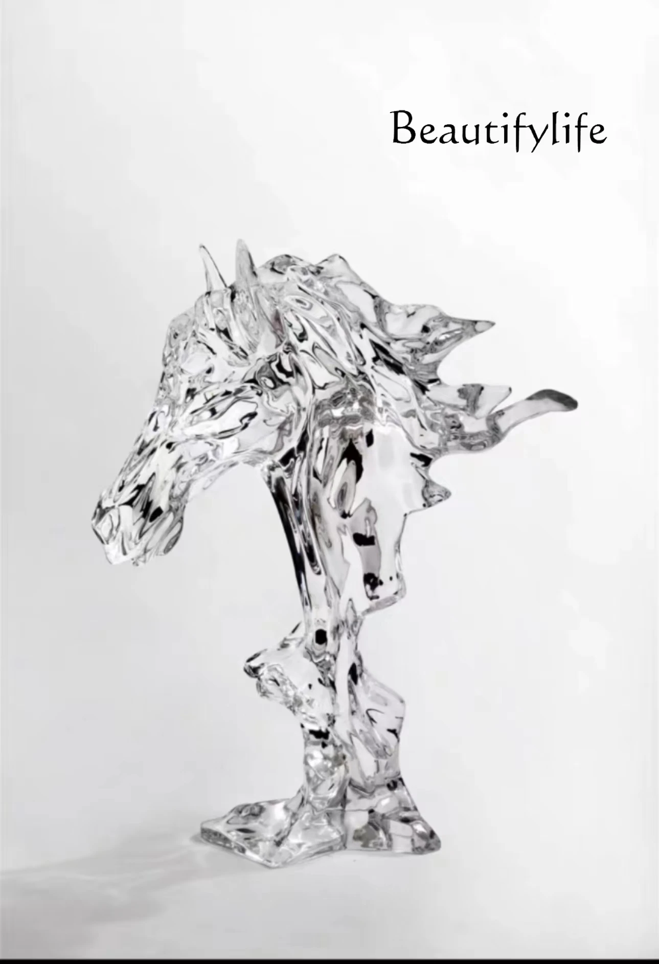 

Sculpture ornament transparent acrylic horse head jewelry soft decoration high-end design sense transparent fashion creativity