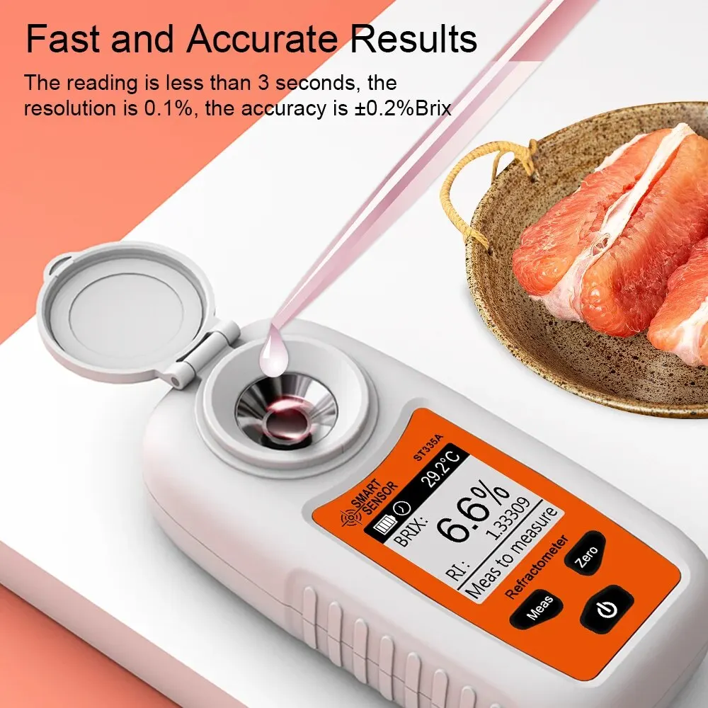 SMARTSENSOR LCD Digital Refractometer Brix Meter Fruit Juice Beverage ATC Sugar Content Measuring Instrument 0-35% Saccharometer