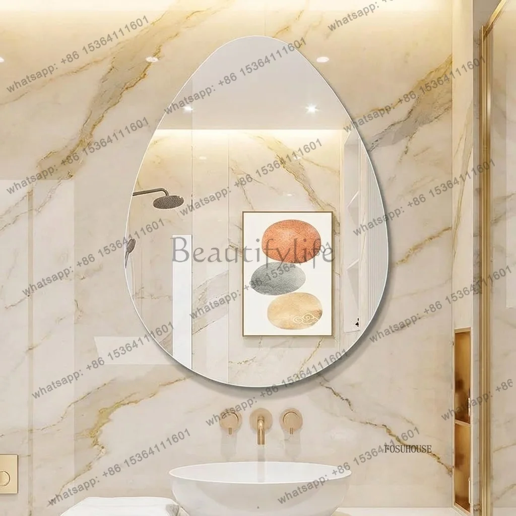 PG  Friendly Imitation Wood Mirror Wall Mounted for Bathroom Hotels B&B Vintage Rustic Makeup Vanity