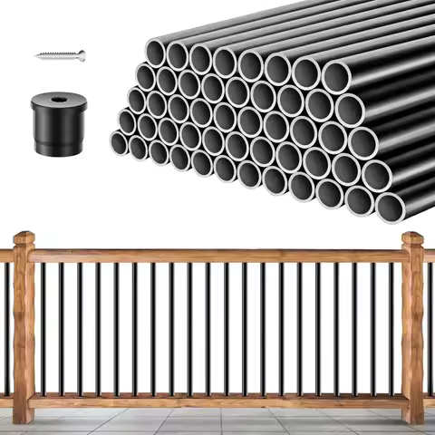 101 Pack Deck Balusters 36" x 3/4" Black Round Aluminum Balusters, Round Black Deck Railing Stair Porch Staircase Spindles Indoo