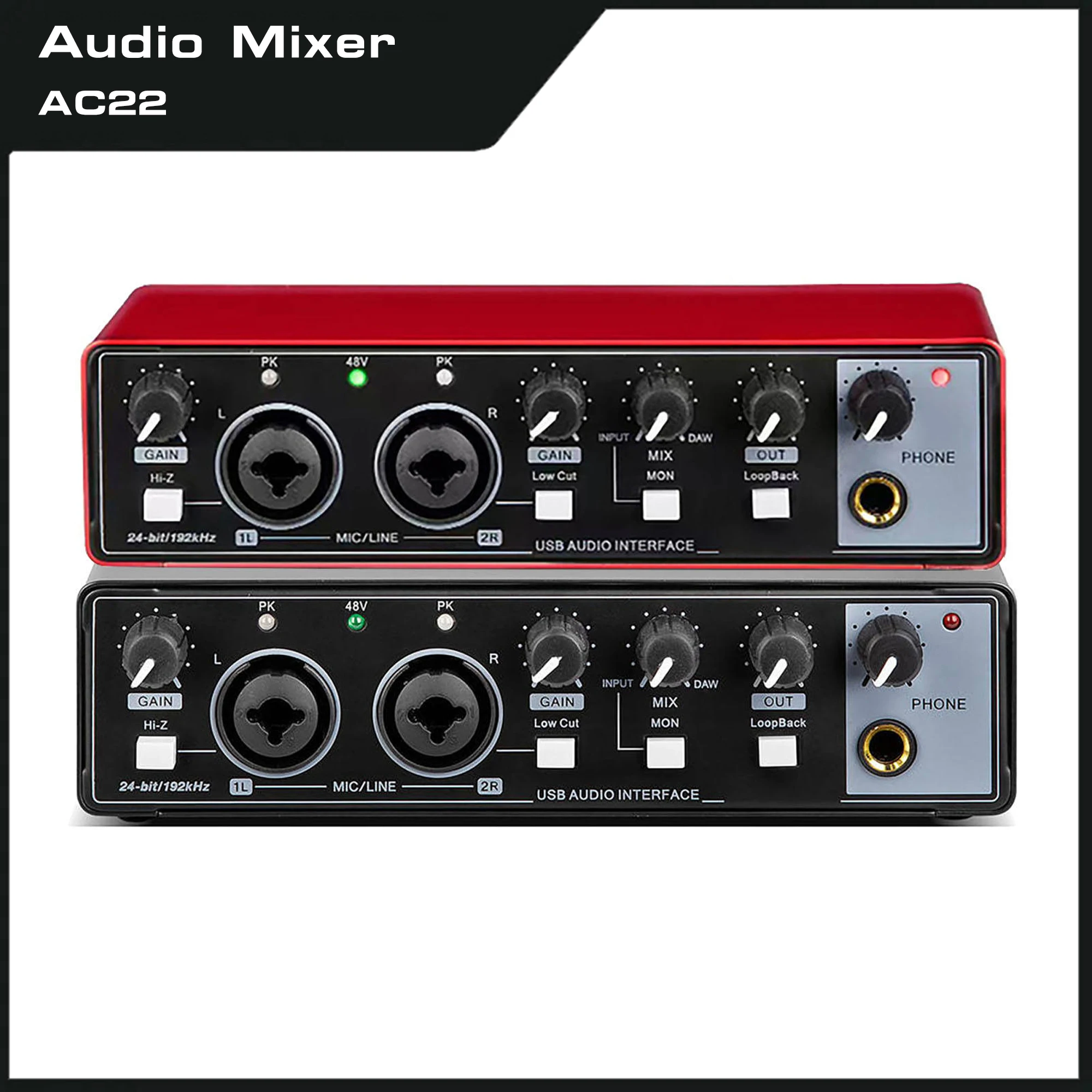 EIF AC22 Mini 2 Channels Audio Interface sound card 2In2Out Computer Recording Live Dubbing audio interface usb live recording