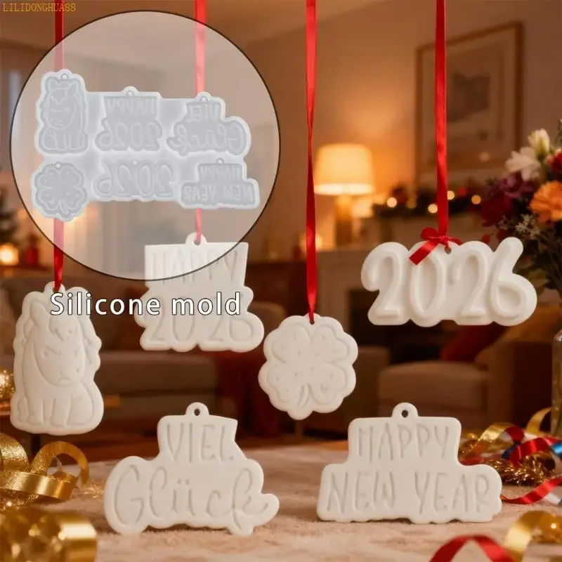 U1JB Jewelry Casting Molds,Silicone Pendant Resin Mold New Years Keychain Resin Mold