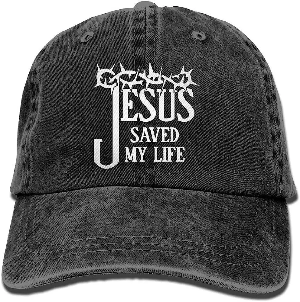 

Hot Fashion Casual Funny Jesus Saved My Life Unisex Adult Adjustable Size Denim Dad Hat Art Peaked Cap For Travel Gift