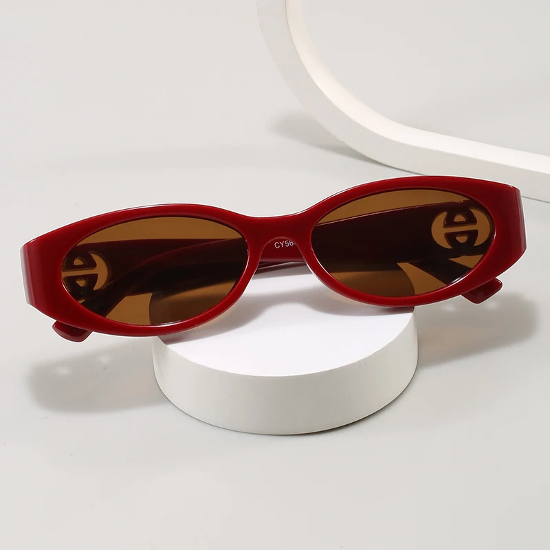 3 قطعة إطار صغير الموضة البيضاوي النظارات الشمسية امرأة العلامة التجارية تصميم نظارات شمسية الإناث زخرفة مستديرة خمر النظارات Oculos دي سول #4