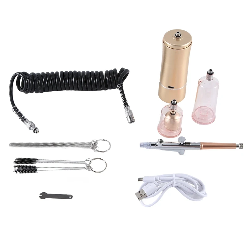 

Airbrush Kit With Compressor Air Brushes With 0.3Mm Nozzle And Cleaning Brush Set For DIY Painting, Art Champagne