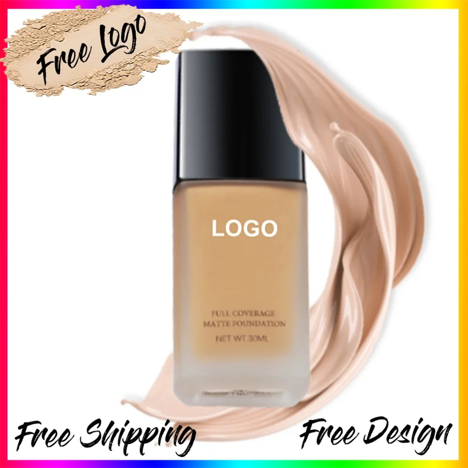 30ml Square Bottle Face Foundation Private Label Long Lasting Full Coverage Liquid Foundation Custom Logo Vegan Makeup Wholesale
