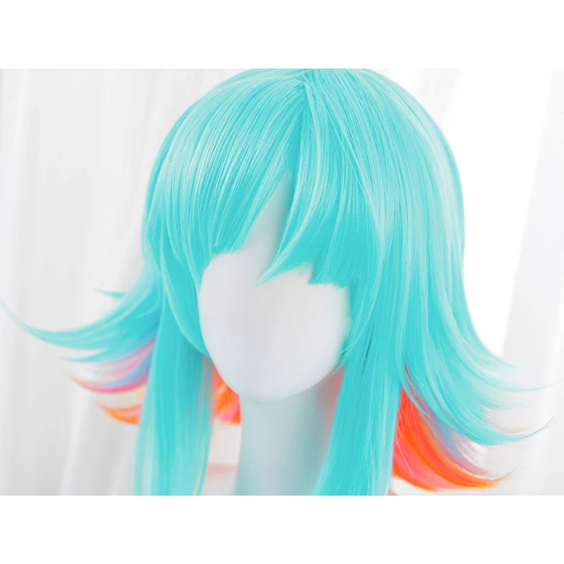 L-email wig Synthetic Hair LOL KDA Neeko Cosplay Wigs Orange Mixed Blue Wigs Short Women Halloween Wig Heat Resistant Hair