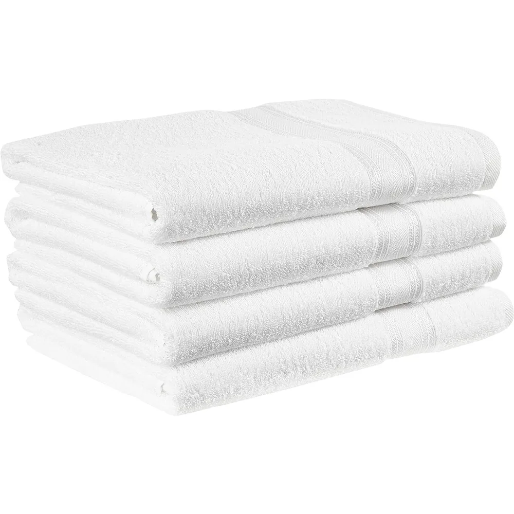 

Super Absorb 100% Zero Twist Oversized Bath Sheets Towel White (Pack of 4) Freight Free Bath Towels for the Body Bathrobe Home