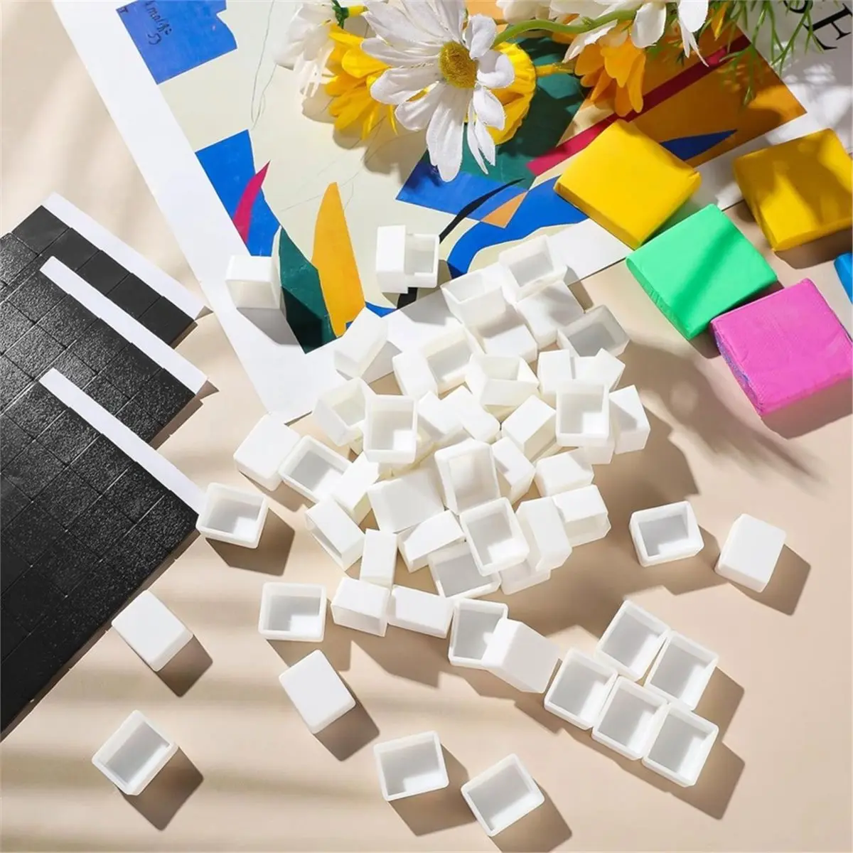 2026 New 1.8ml Watercolor Half Pan 50 PCS White Plastic Empty Half Pans for Watercolour Paint Gouache Plastic Artists Palette
