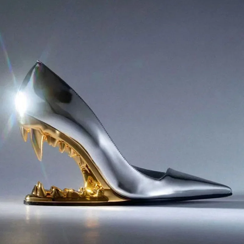 

Shiny Paten Leather Strange Style Pumps Sexy Square Toe Thick Heel New Arrivals Fashion Women Modern Shoes