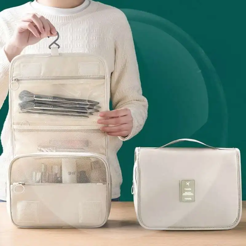 Borsa per il lavaggio con gancio da viaggio 1 Pc borsa per cosmetici di grande capacità separata impermeabile e bagnata addensata