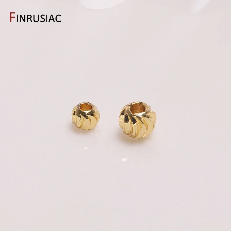 18K vergoldetes Messing, gestreift, geschliffene Blumenperlen, Abstandsperlen, Bulk-Handperlenmaterial, DIY-Zubehör für die Herstellung von Halsketten und Armbändern – Detail 17