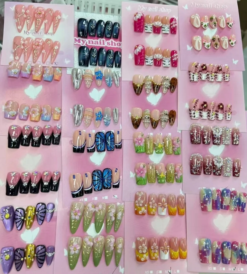 Handmade Fake Nails, Full Cover Press On Nails, Random Shipment, Reusable Nail Art Decorations