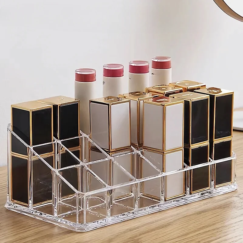 9/24/36/40Grids Trapezoid Plastic Transparent Makeup Display Rack Lipstick Stand Rack Cosmetic Organizer Holder Box High Quality
