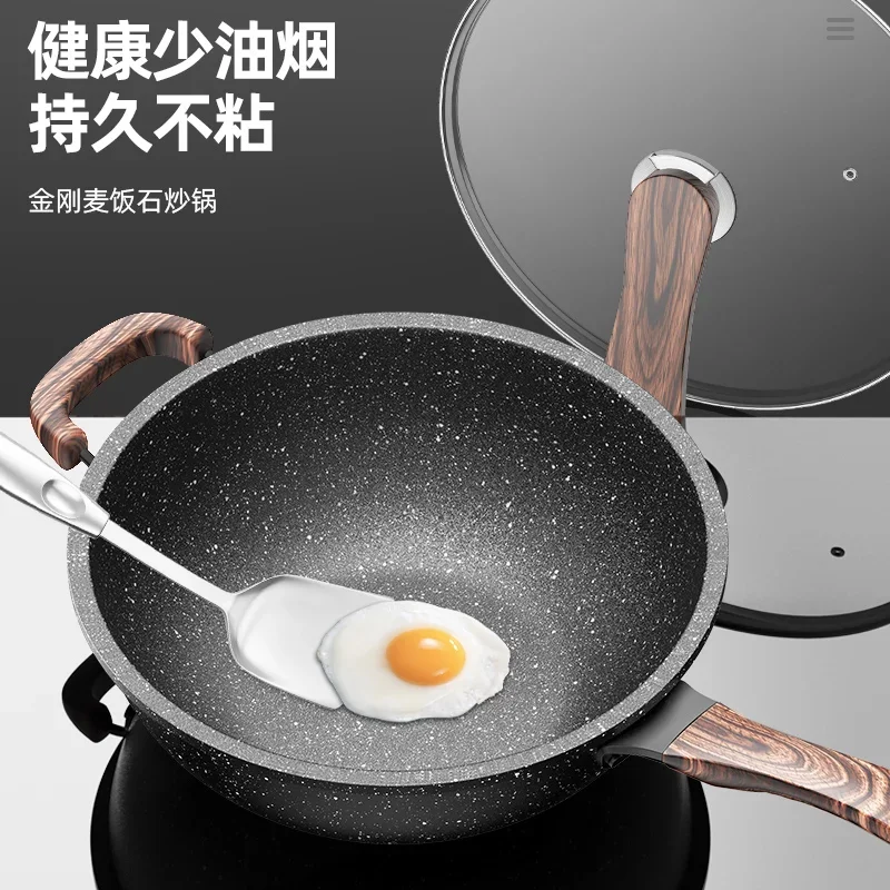 Wok New Design Chinese Traditional Hand-forged Iron Pan Induction Usable Durable Non-stick Uncoated Cauldron Frying Pan