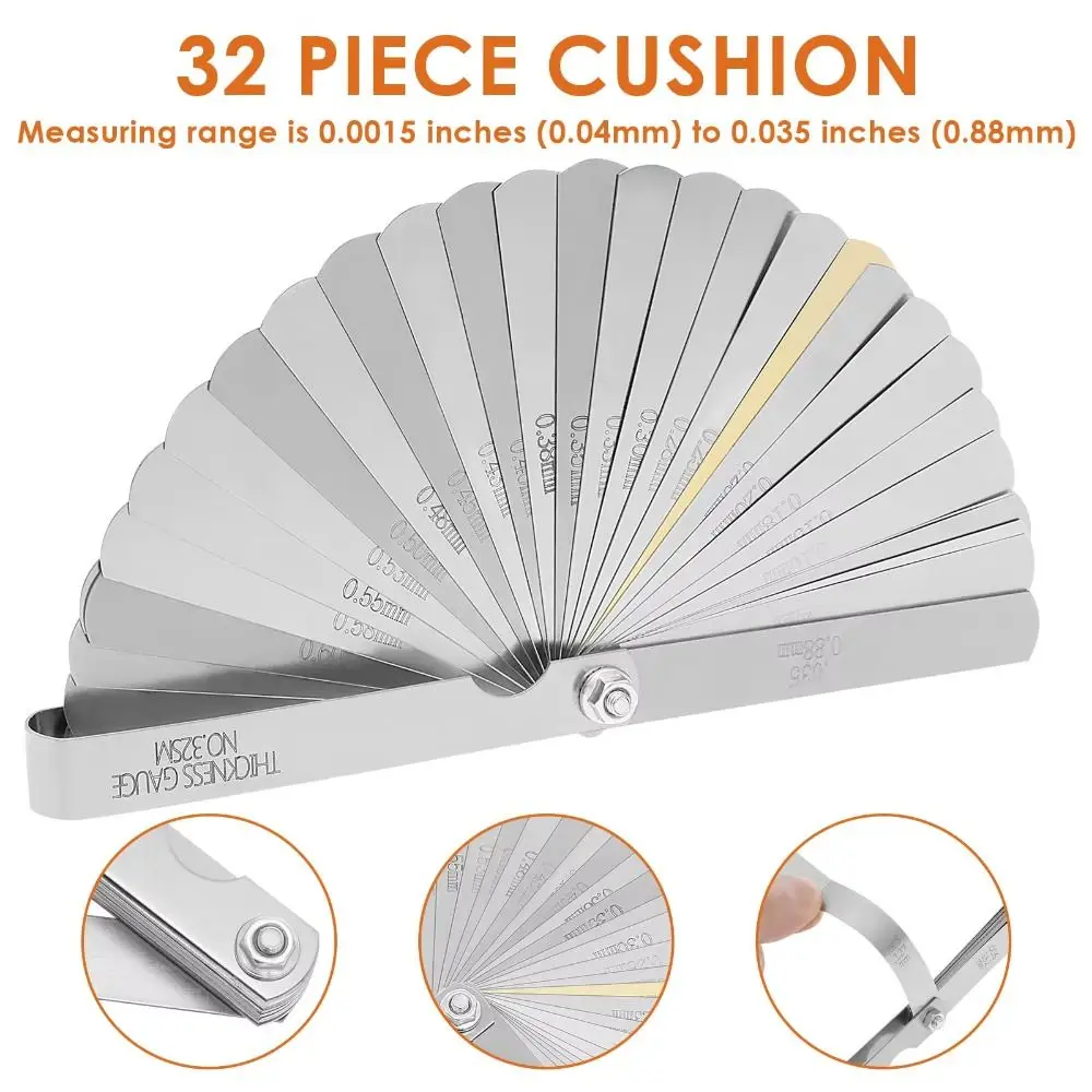 Stainless Steel Feeler Gauge Set Dual Marked Metric Size Gap Measuring Tool Standard SAE Probe Gap Spark Plug Gap Gauge