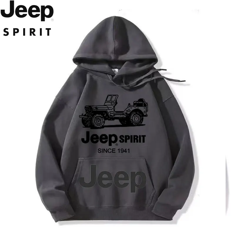 JEEP 1941 Classic Printed Hoodie, 2026 New Style Thick Fleece Liner, Unisex Fashion Casual Sweatshirt