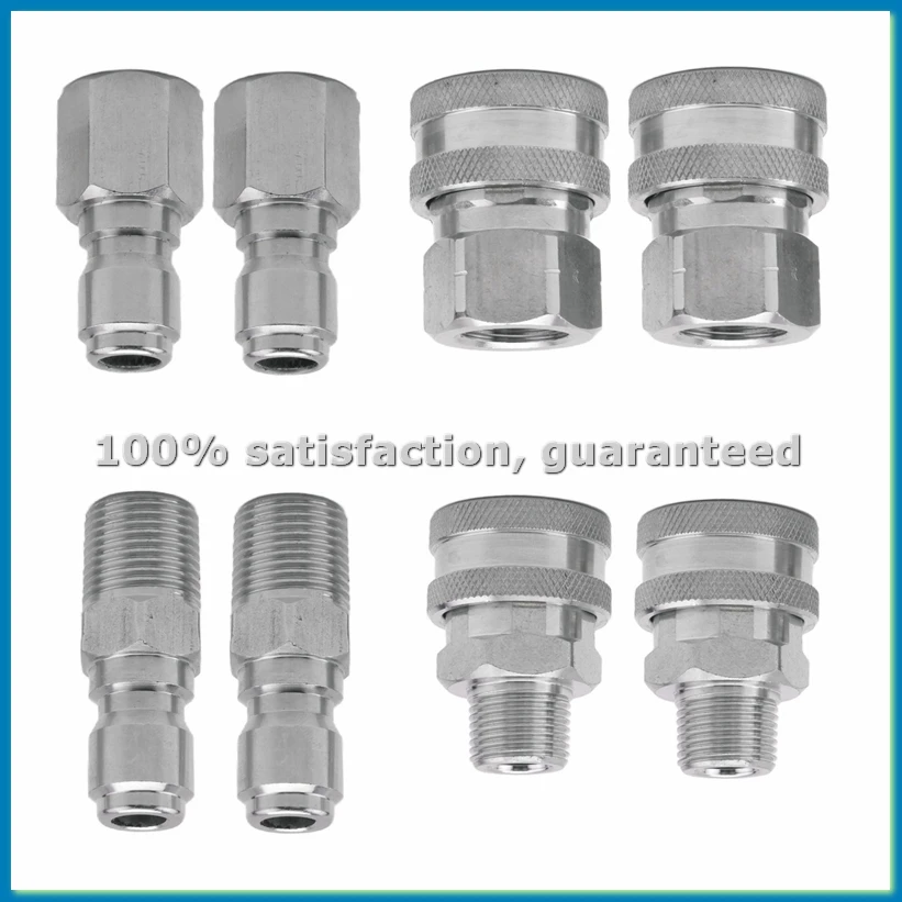 

4 Sets NPT 3/8 in. Stainless Steel Male and Female Quick-Connect Kits Male Female 3/8 Quick-Connect Fittings-A51M