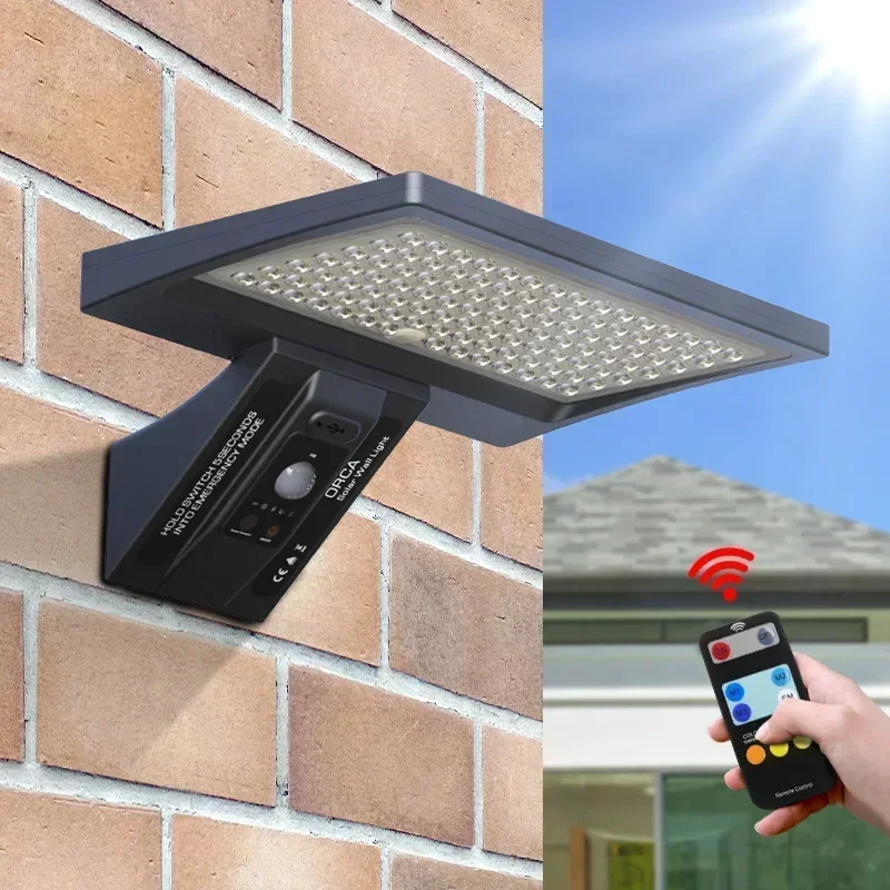 

Motion Sensor Street Light for Courtyard Garage Illumination LED Outdoor Solar Wall Light IP65 Waterproof with Remote Control