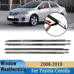 Front Rear Window Weatherstrip For Toyota Corolla 2008-2019 Chrome Black Sealing Weather Stripers Side Door Glass Trim Seal Belt