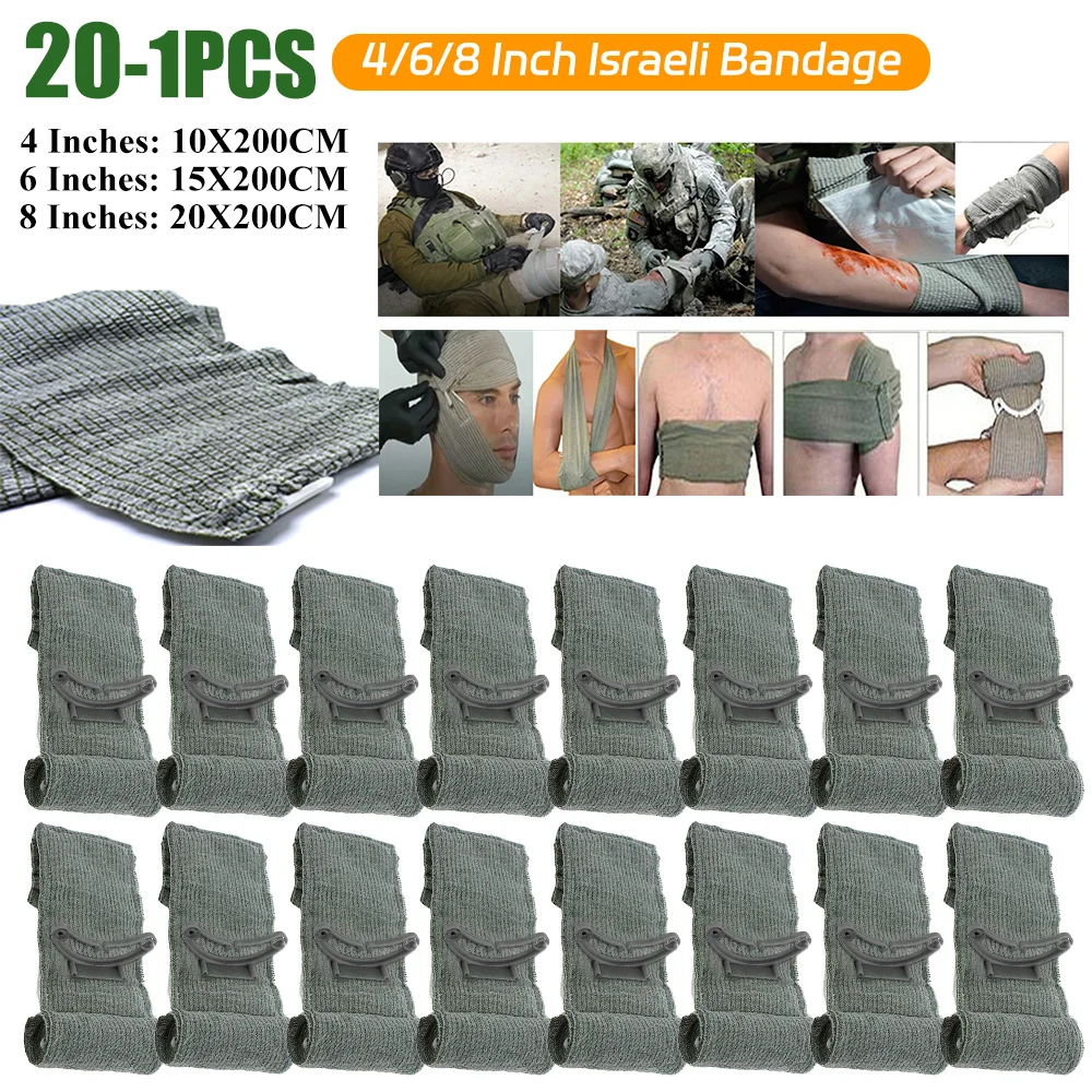 

1-20PCS Israeli Bandage First Aid Trauma Hemostatic Bandage Kit Medical Army Aid Wound Traumatic Emergency Compression Bandages