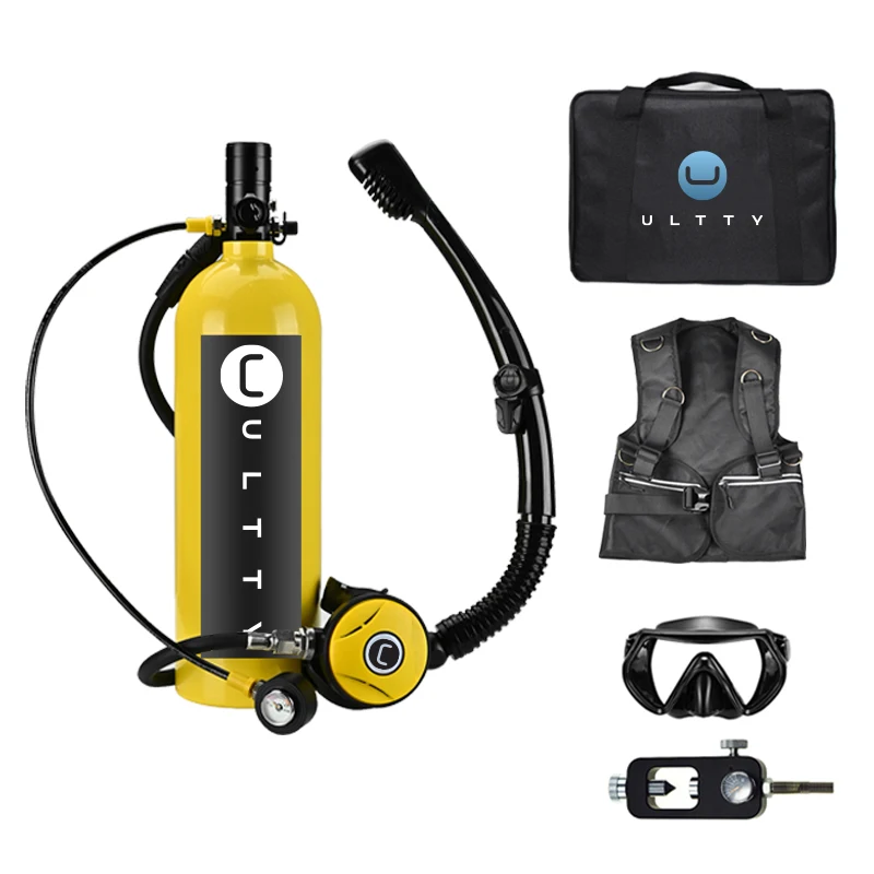 Portable 2L Mini Scuba Diving Air Tank CE Approved High Pressure Aluminium Free Equipment for 30-40 Minute Dives Oxygen Use