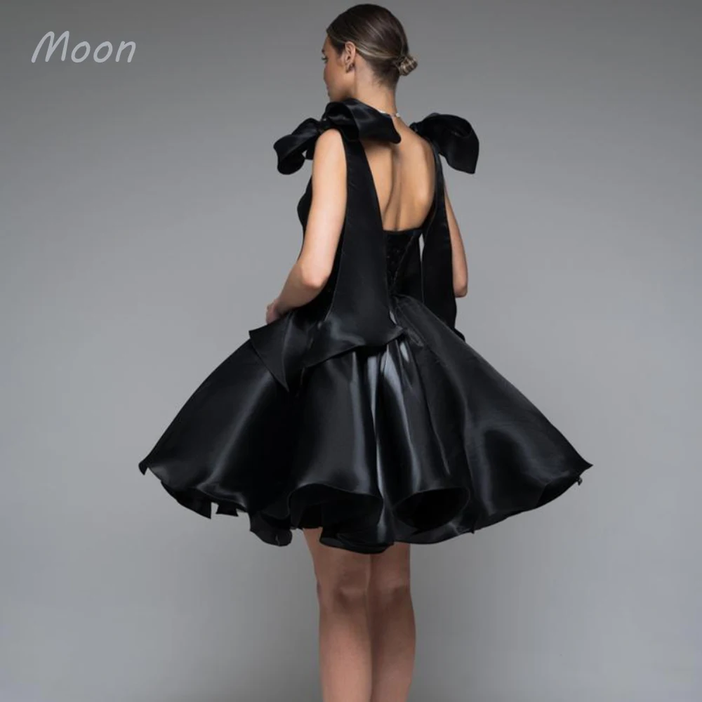 Moon Sparkly Girl Sweetheart Short Formal Occasion Dress Pompadour dress Satin bow Birthday graduation Party PROM Evening gown