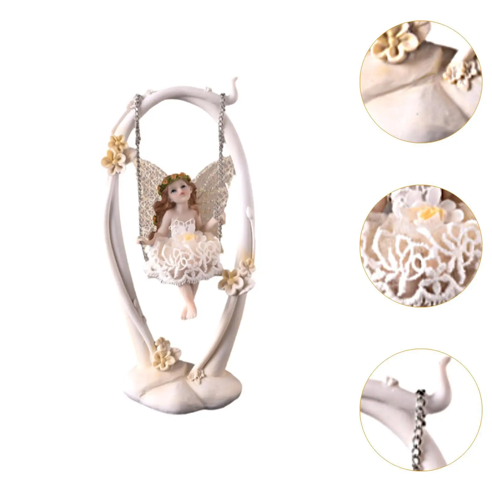 Swing Fairy Statue Girl Figure Sculpture European Style Tabletop Ornament for Bookshelf Bedroom Living Room Fireplace Cabinet