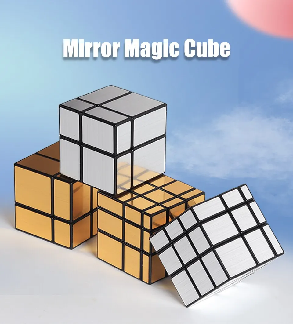 SENGSO Spiegel-Zauberwürfel 2x2 3x3 4x4 Gold Silber Magic Cubo Professionelles Puzzle Hochwertiges Kinderspielzeug – Detail 2