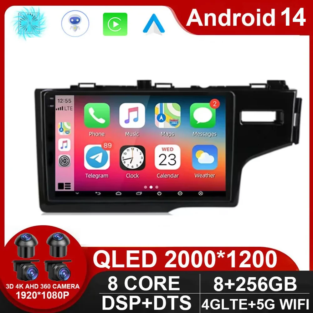 

9'' Android 14 Car Radio For Honda Fit Jazz 2013 2014 2016 2017 2018 stereo GPS Navigation Autoradio Multimedia WIFI NO DVD