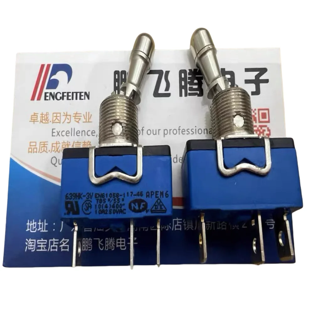 

1PCS/LOTS APEM 639H/2TK-3V with locking pushbutton switch 3-pin, 3-position sealed rocker with anti-misoperation 10A