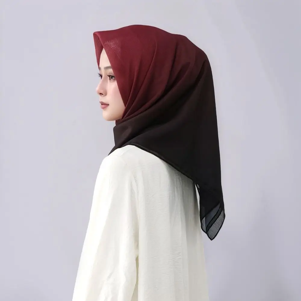 

110 x 110 cm Gradient Square Scarf Square Shape Large Size Turban Headscarf Thin Air-conditioned Islamic Shawl Islamic Wear