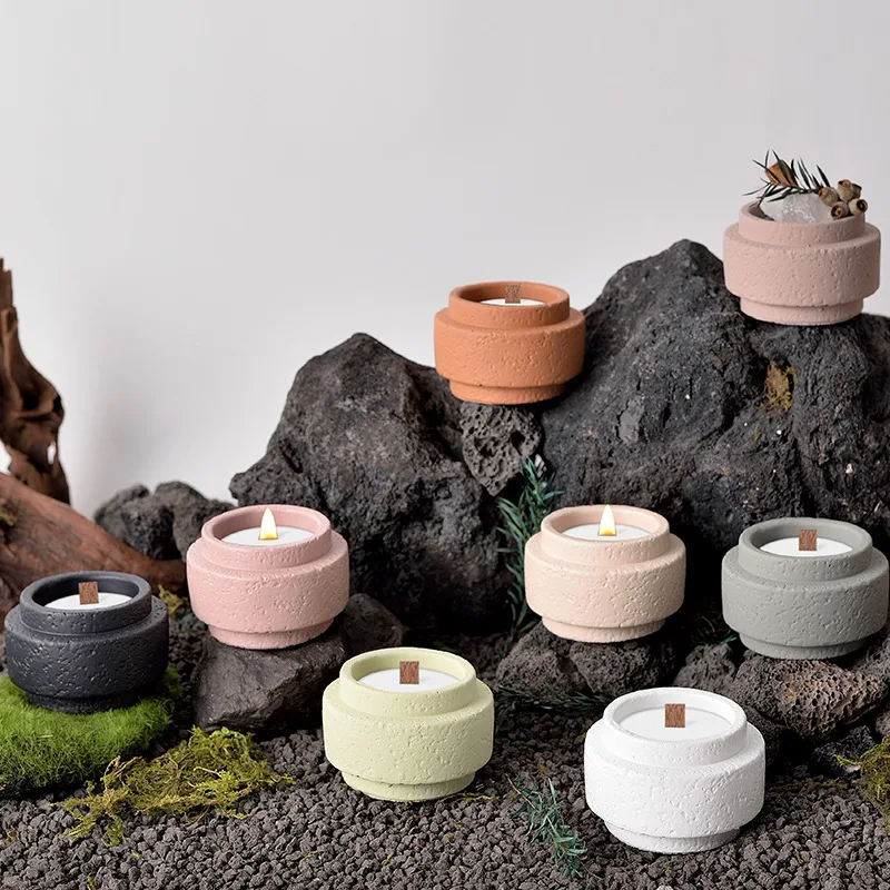 

Matte Concrete Candle Cup - Empty Cement Wax Container for DIY Pouring, Minimalist Home Decor Gift Holder