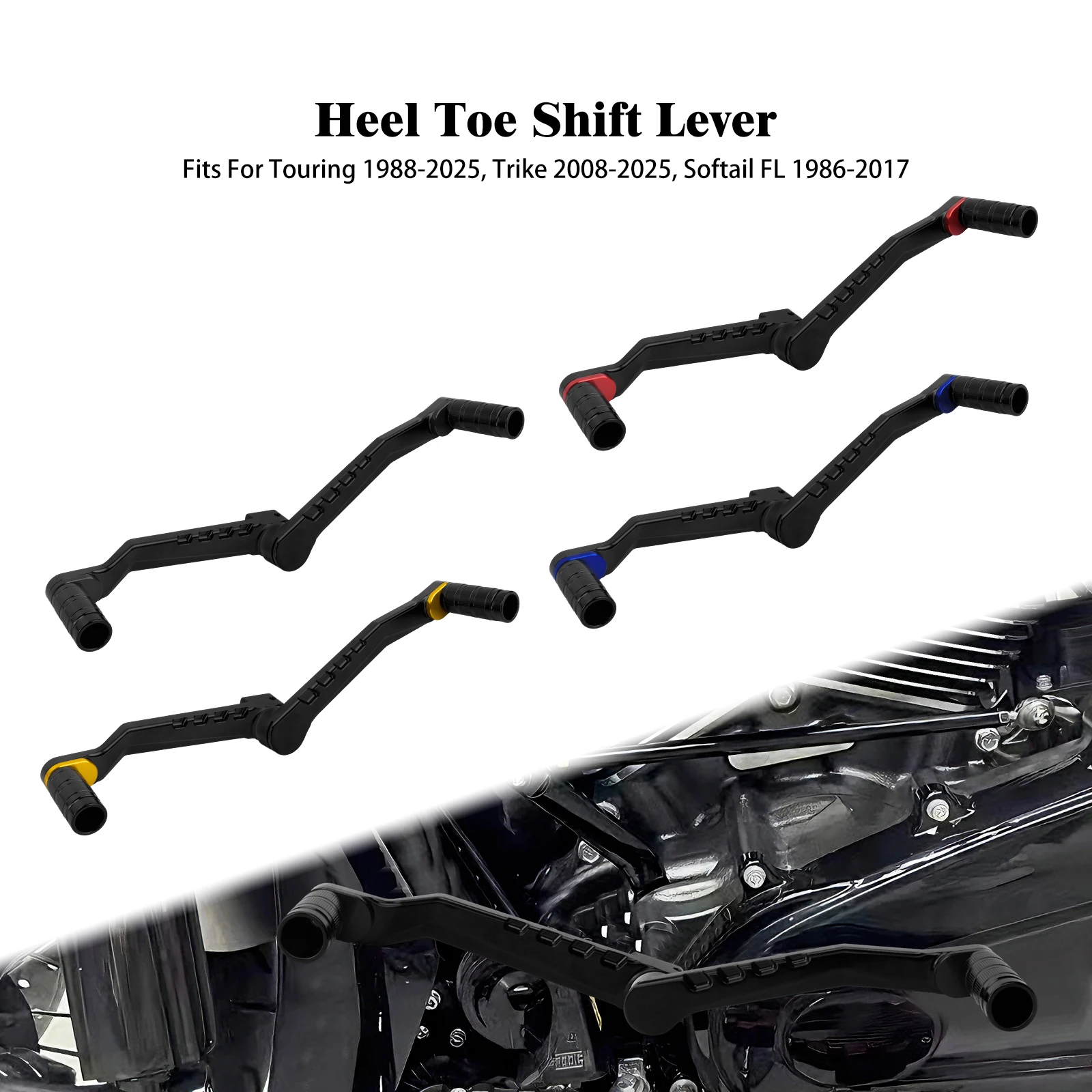 

Motorcycle Heel Toe Shifter Lever Assembly Front Rear With Pegs For Harley Touring Street Electra Glide 98-2025 Softail FL 86-17