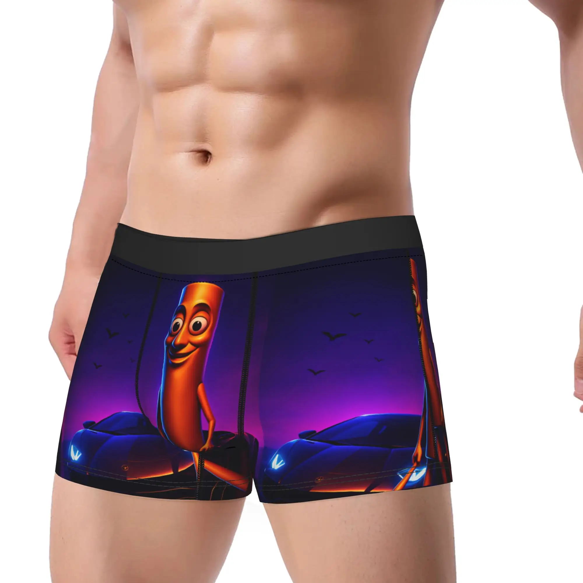 Tung Tung Sahur Neon Supercar Night Cool Meme Boxershorts 3D Pouch Underwear Custom DIY Shorts Briefs Breathable Men Underpants