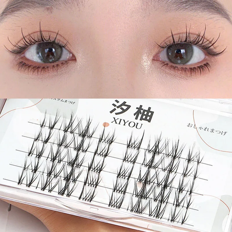 Thai Makeup Segmented Single Cluster Irregular Superfine Transparent Stem False Eyelash Novice Natural Eyelash Extension Makeup