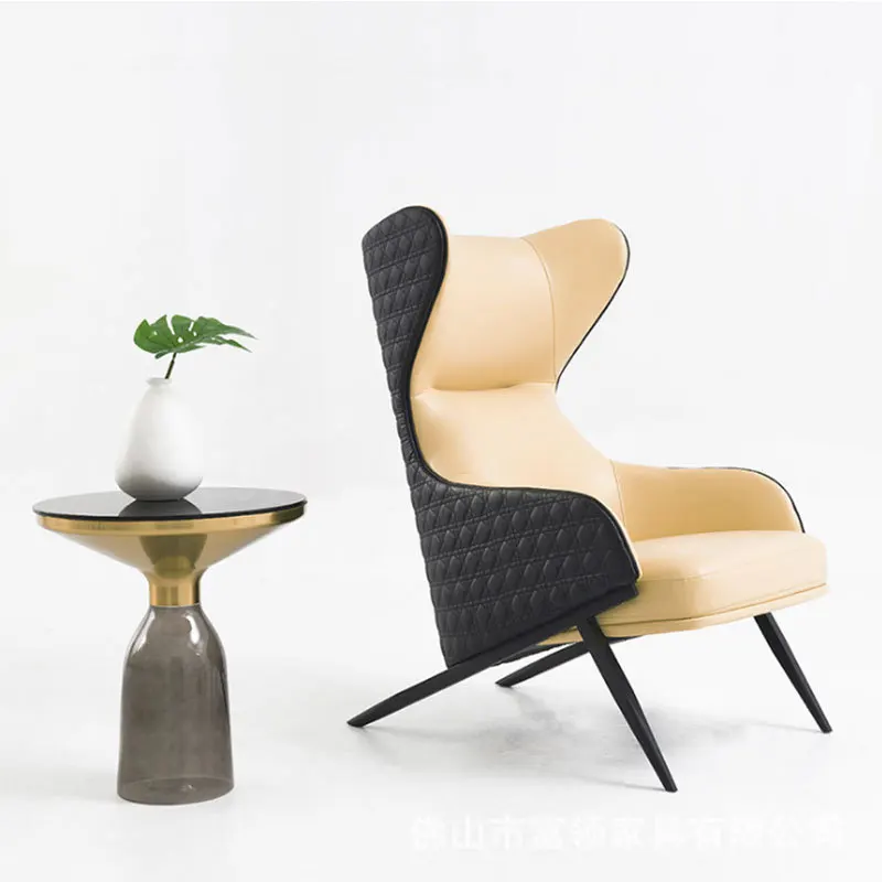 

Nordic leather single sofa modern simple apartment bedroom balcony living room Internet celebrity American light luxury sofa