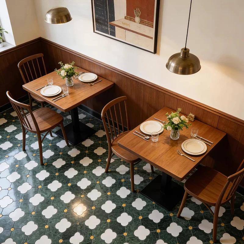 

Natural retro dark green marble parquet mosaic B & B dining coffee shop bar background wall non-slip floor tiles