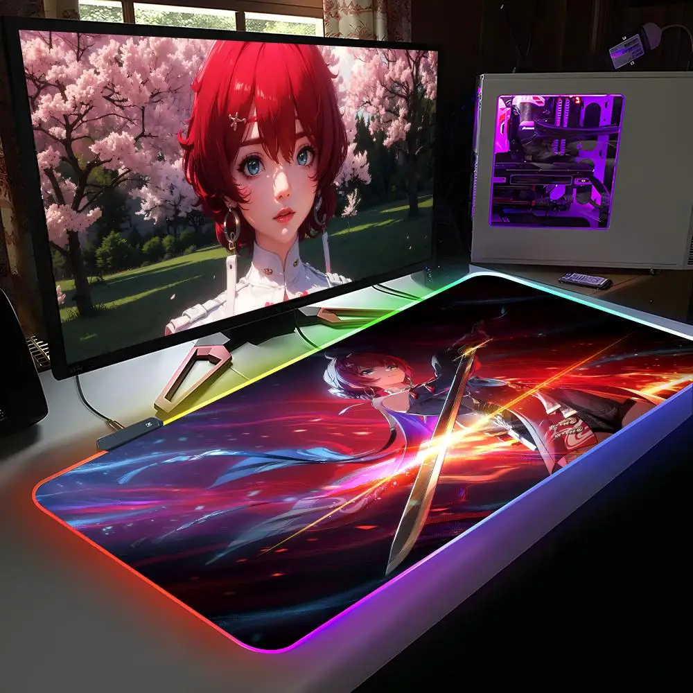 

Wuthering Waves Danjin Mouse Pad RGB Rubber Computer Laptop Official Game Colored esports Aesthetic Pretty Fashion Luxury Mat